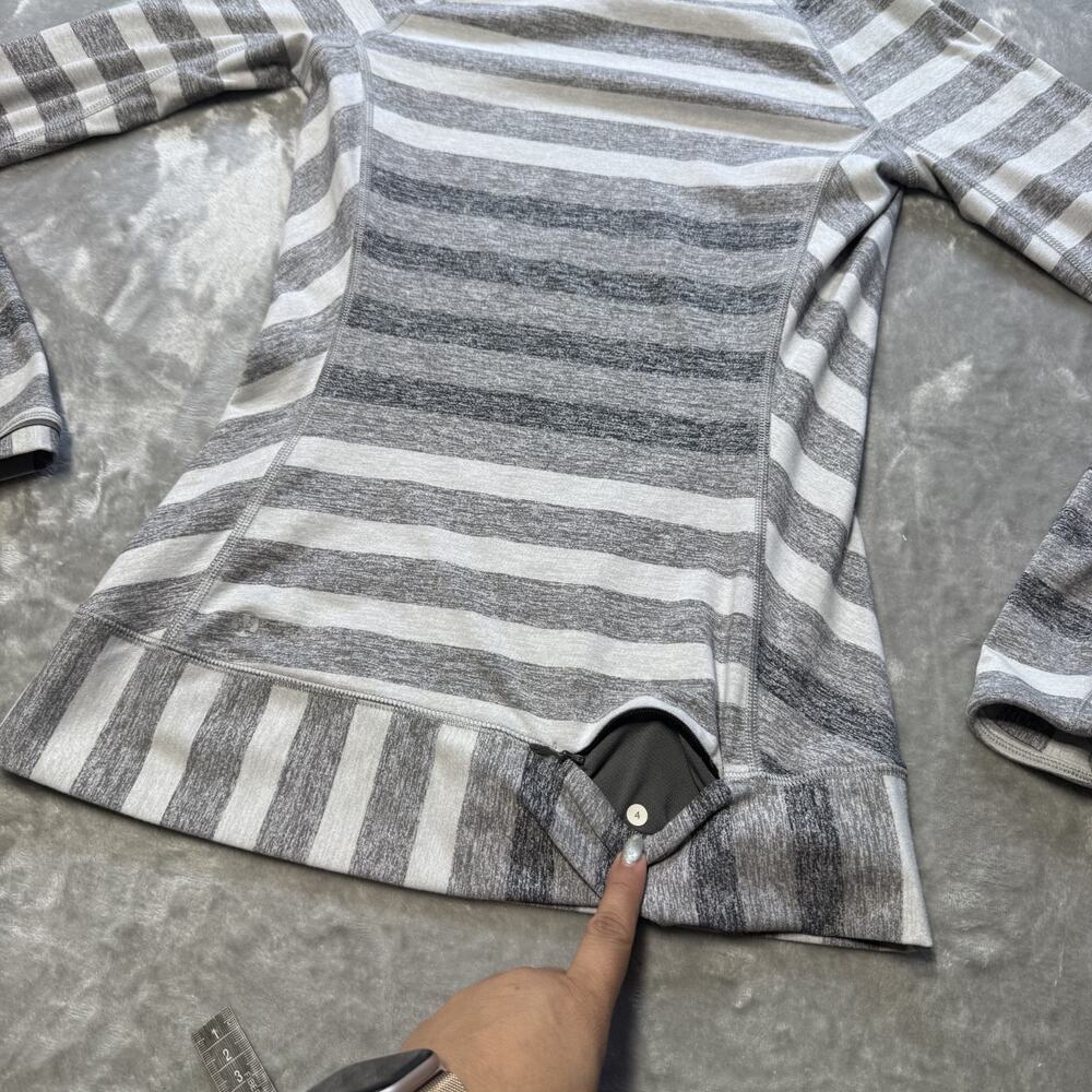 Lululemon Race Your Pace Long Sleeve Marshmallow Stripe Heathered Slate Size 4 - Picture 8 of 13